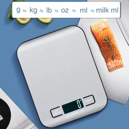 Balança Digital de Cozinha LED | Aço Inoxidável 5kg Alta Precisão