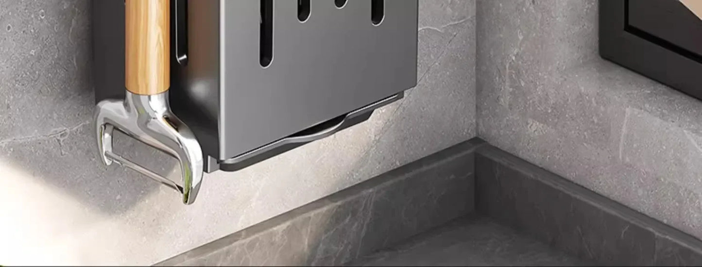 Suporte Utensílios Cozinha – Organizador Parede sem Furos para Colheres e Garfos