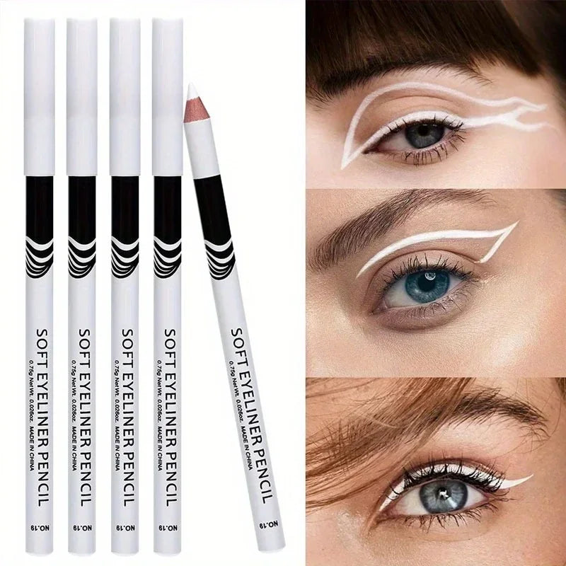 Kit 3 Lápis Delineador Branco Mate – Secagem Rápida À Prova de Água Longa Duração Maquilhagem Olhos
