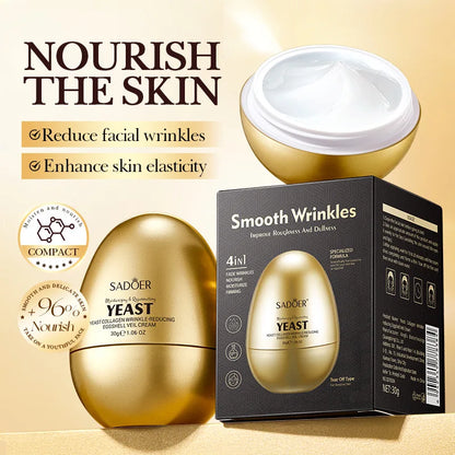 Creme Facial SADOER Levedura Colágeno – Anti-Rugas Hidratante Anti-Idade Clareador Cuidado Pele Rosto 50g