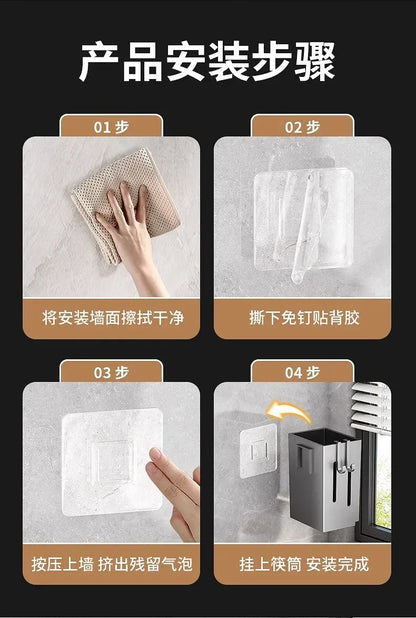 Suporte Utensílios Cozinha – Organizador Parede sem Furos para Colheres e Garfos