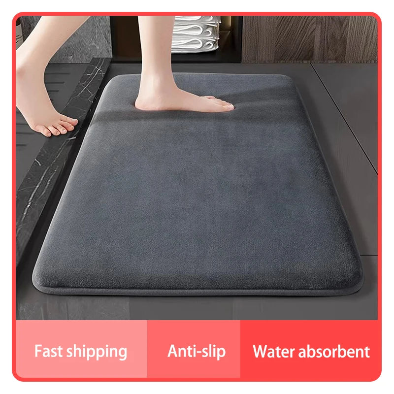 Tapete de Banho Super Absorvente Antiderrapante | Veludo Coral Premium