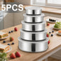 Kit 5 Caixas Conservação Aço Inox Frigorífico - Organizador Alimentos Hermético Multiuso