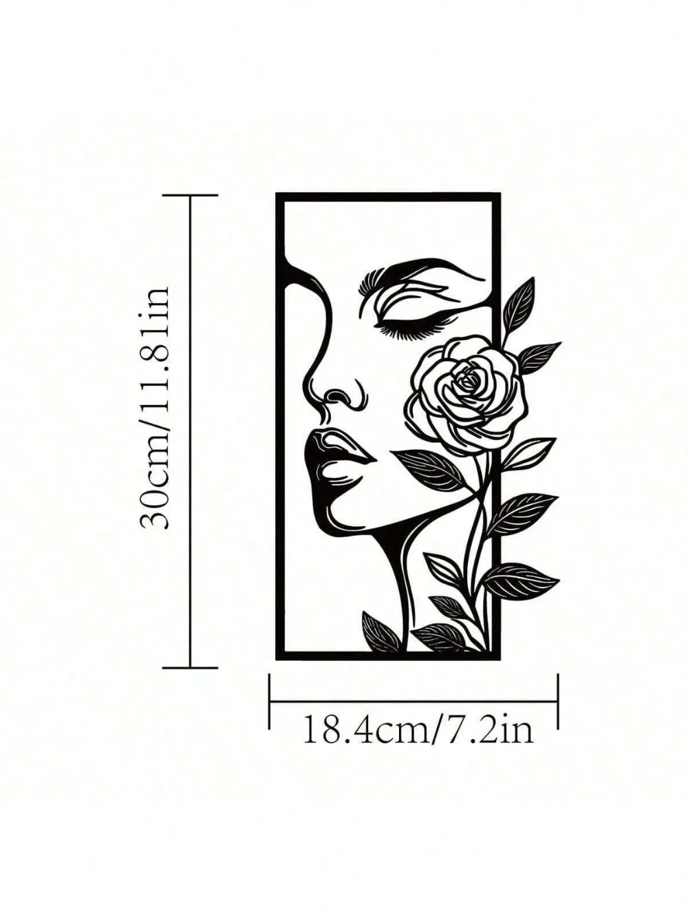 Arte de Parede em Metal | Silhueta Feminina com Flores Minimalista
