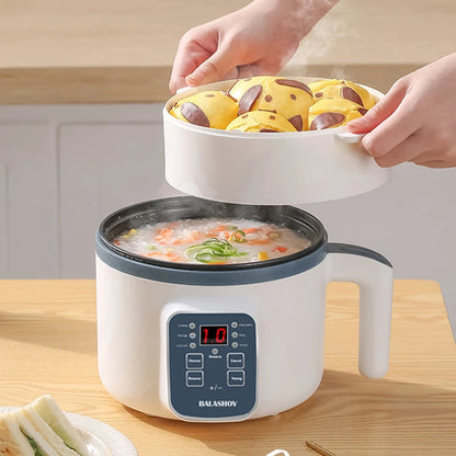 Panela de Arroz Elétrica 1,7L — Multicooker Antiaderente com Cesto a Vapor 220V