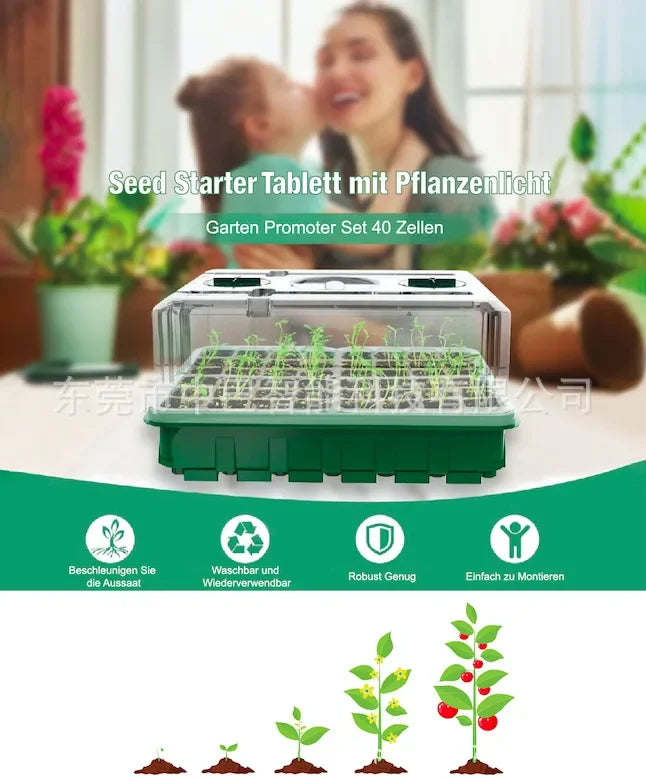 Kit Germinador com Luz LED Crescimento – Bandeja Sementes Regulagem Humidade e Ventilação | ZODOLAMP