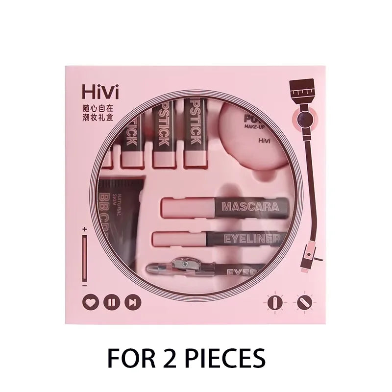 Kit Maquilhagem - 9 Batons Pó Compacto BB Cream Lápis Sobrancelha Máscara Delineador