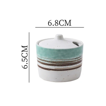 Frasco Temperos Cerâmica Vintage - Recipiente Sal Açúcar Pimenta Especiarias Decoração Cozinha