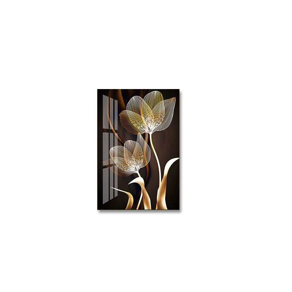 Quadro em Tela Flores Preto e Dourado – Arte Moderna Abstrata para Sala de Estar | Decoração de Casa