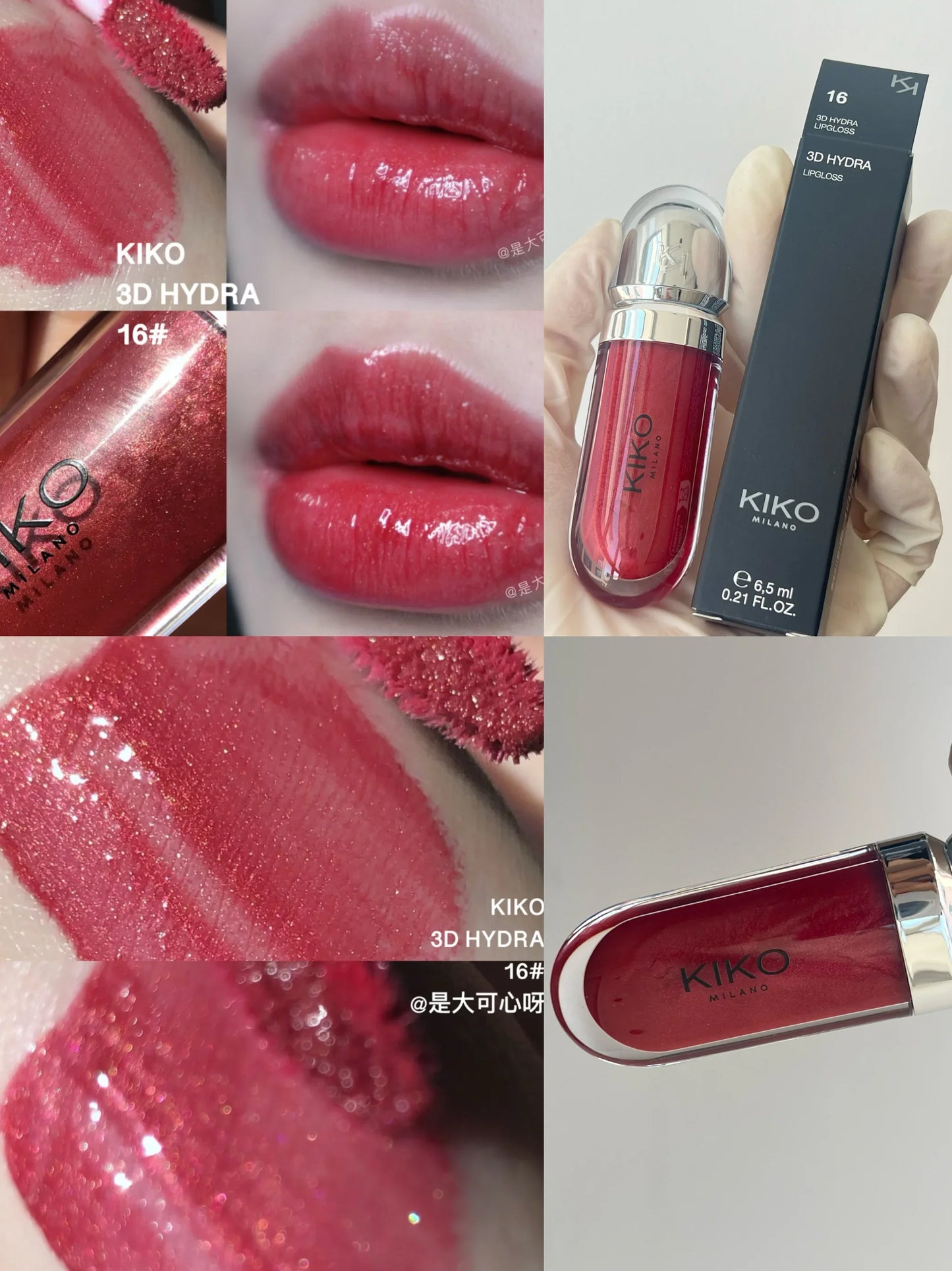 Gloss Labial KIKO 3D Hydra Espelho – Brilho Shimmer Hidratante Perolado Volumizador Não Transfere
