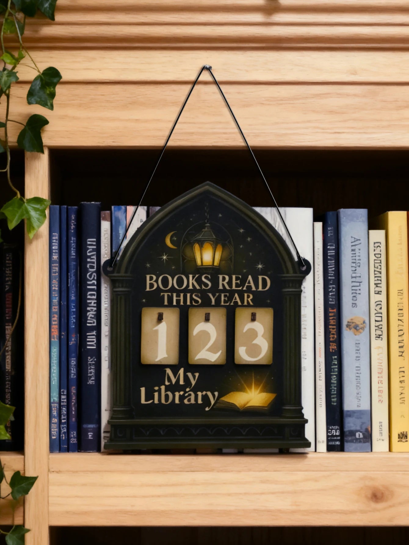 Contador de Livros Lidos Decoração de Parede | Design Gótico Lua para Biblioteca e Leitores