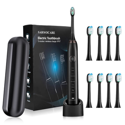 Escova Dentes Elétrica Sónica com 6 Cabeças - Timer Inteligente e Branqueamento Dental