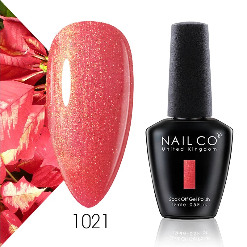 Verniz Gel NAILCO 15ml Série Vermelho Escuro – Cores Glitter UV Manicure Profissional Semi-Permanente