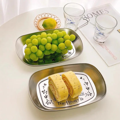 Tabuleiro Vintage Americano Metal Inox – Bandeja Servir Jantar Lanche Fruta Café Piquenique