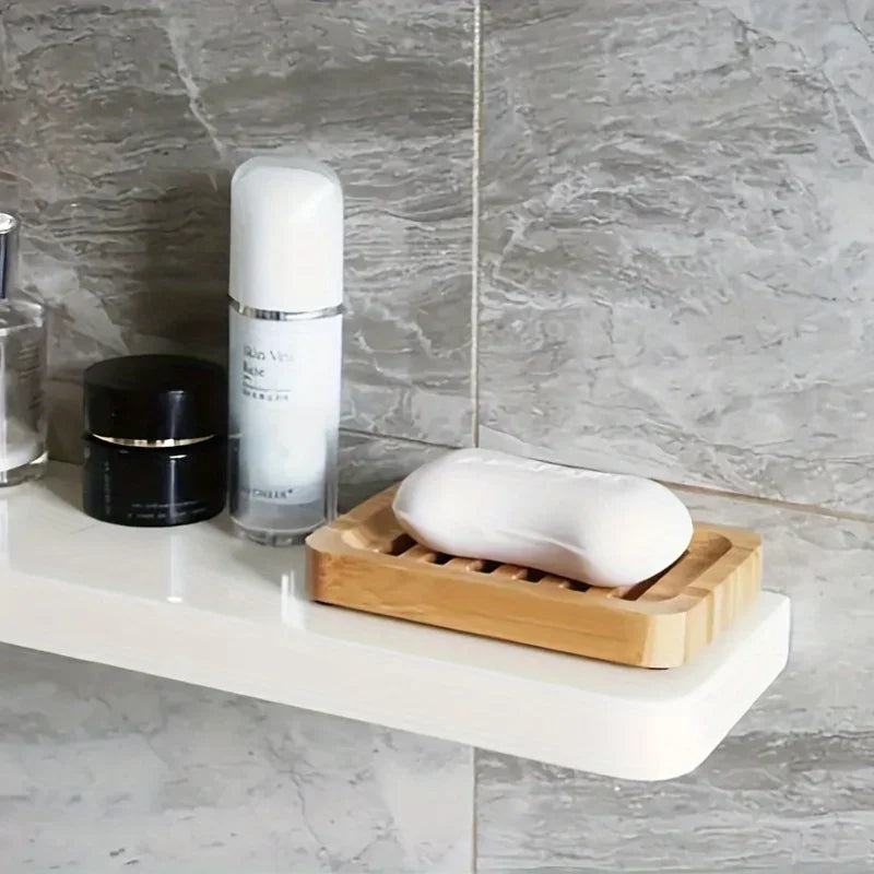 Saboneteira Bambu Natural com Drenagem - Porta Sabão Madeira Anti-Mofo Casa Banho