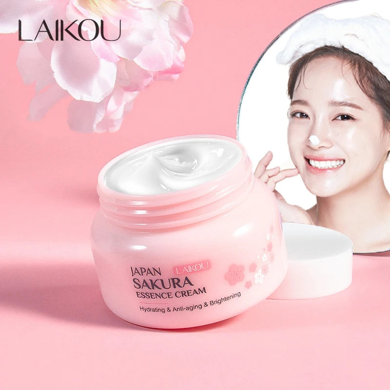Creme Facial LAIKOU Essência Sakura Japão 60g | Anti-Rugas, Hidratante e Firmeza