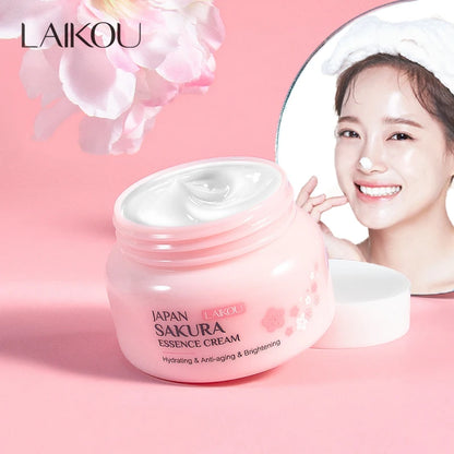 Creme Facial LAIKOU Essência Sakura Japão 60g | Anti-Rugas, Hidratante e Firmeza