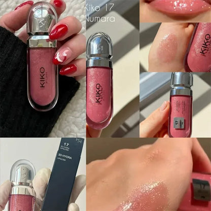 Gloss Labial KIKO 3D Hydra Espelho – Brilho Shimmer Hidratante Perolado Volumizador Não Transfere