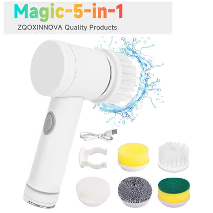 Escova Elétrica Limpeza 7-em-1 Sem Fios - 5000mAh IPX6 Extensível | Casa de Banho Cozinha