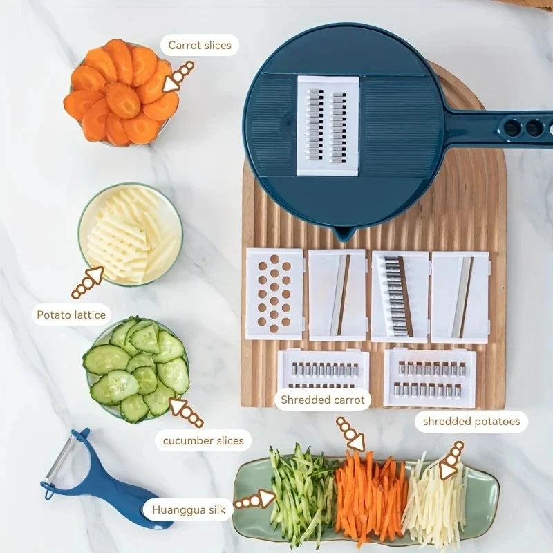 Cortador de Legumes 9 em 1 Multifuncional | Fatiador Profissional para Cozinha