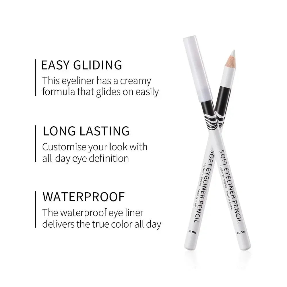 Kit 3 Lápis Delineador Branco Mate – Secagem Rápida À Prova de Água Longa Duração Maquilhagem Olhos