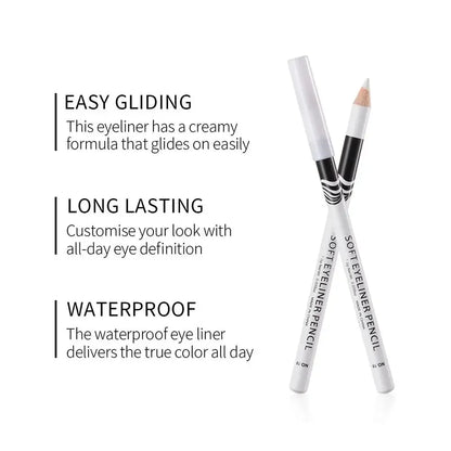 Kit 3 Lápis Delineador Branco Mate – Secagem Rápida À Prova de Água Longa Duração Maquilhagem Olhos
