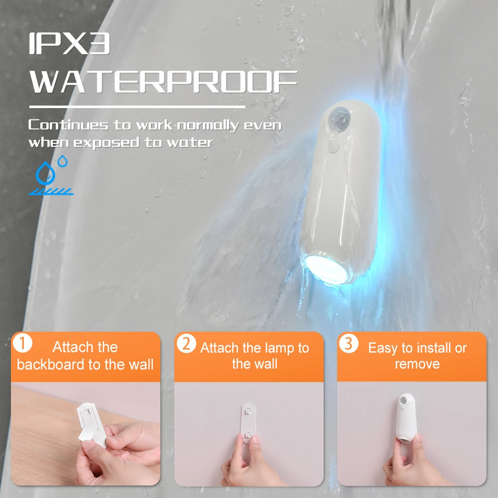 Luz LED para Sanita com Sensor de Movimento - 7 Cores RGB Recarregável | Iluminação WC