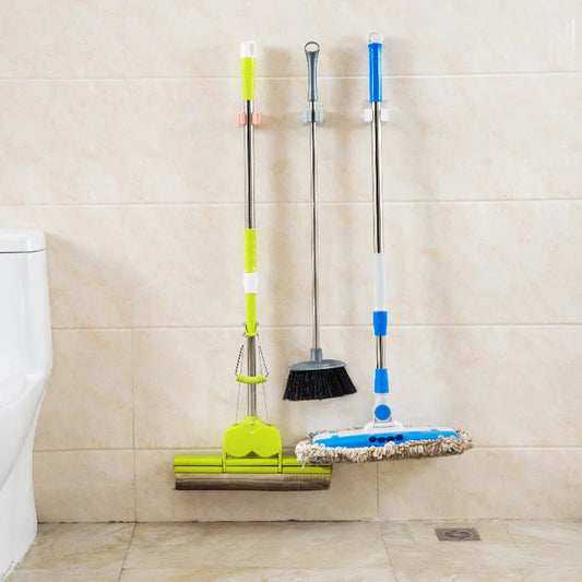 Gancho de Armazenamento para Vassoura e Mopa – Suporte Multiuso de Parede | Organizador Impermeável para Casa de Banho | Suporte para Ferramentas de Limpeza
