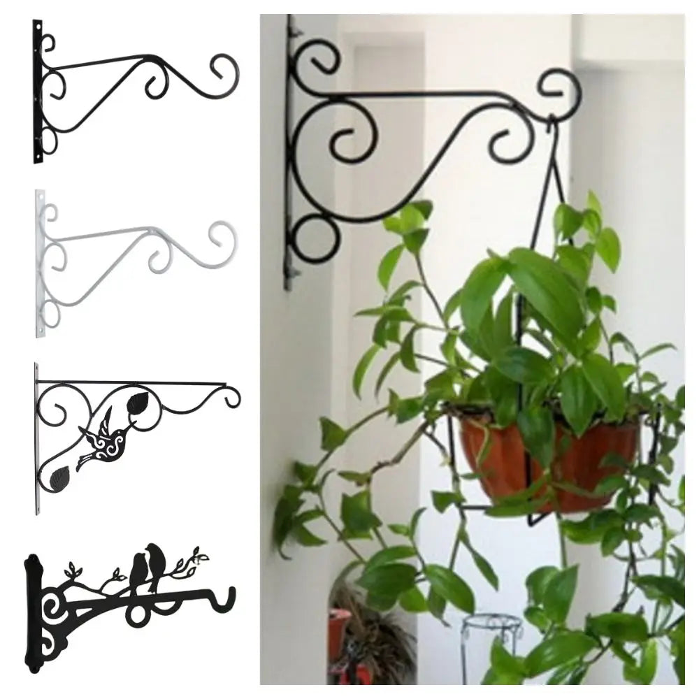 Suporte Parede Cesta Flores Gancho Preto