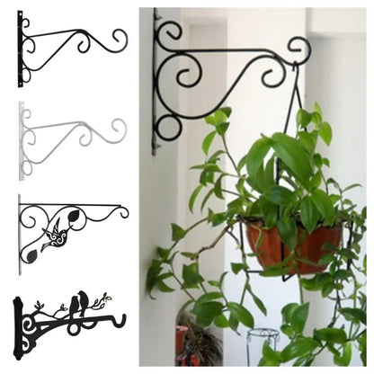 Suporte Parede Cesta Flores Gancho Preto