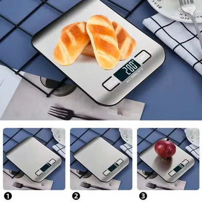 Balança Digital de Cozinha LED | Aço Inoxidável 5kg Alta Precisão