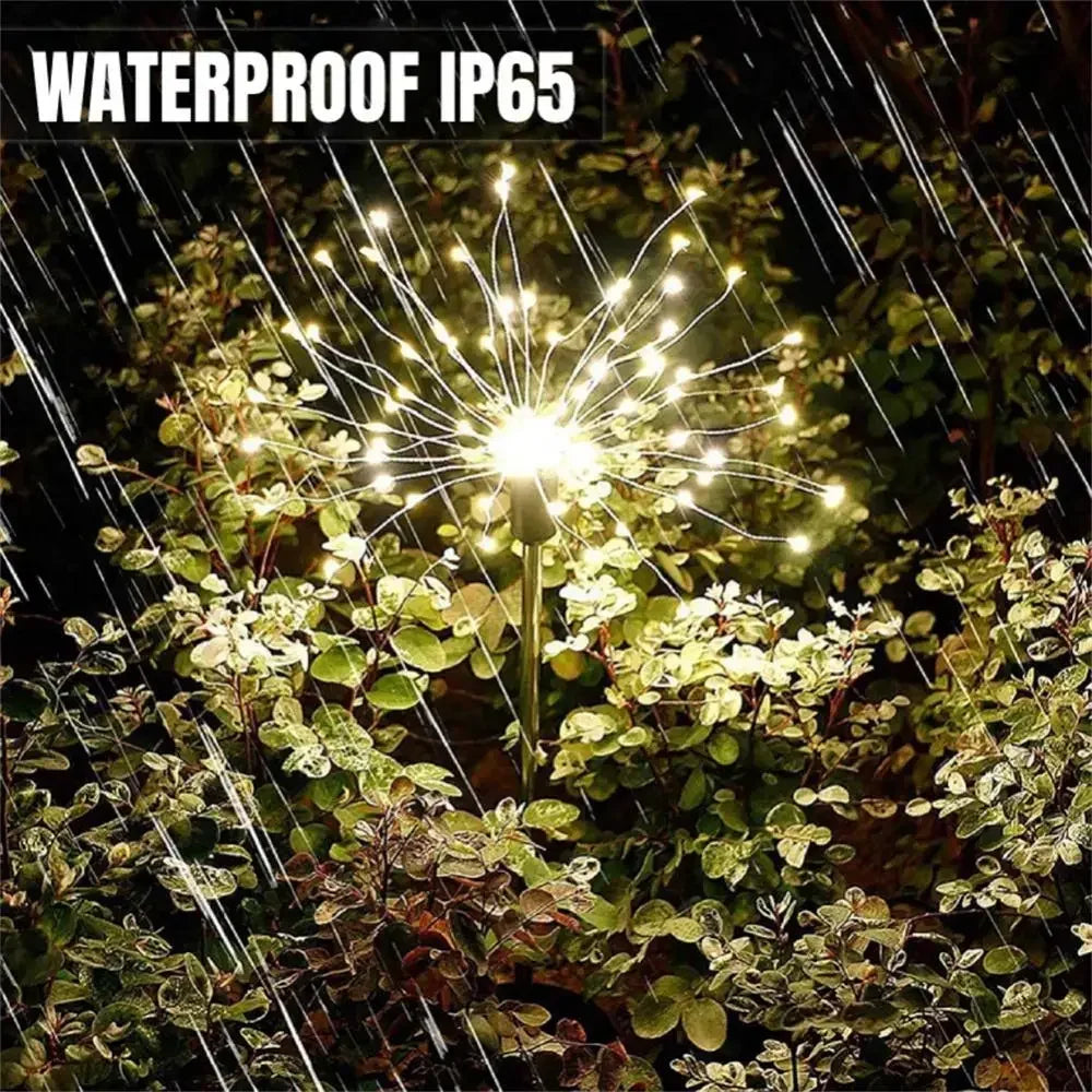 Luz Solar Jardim Fogo de Artifício 90/150 LED - Iluminação Exterior Impermeável 8 Modos Decoração Natal
