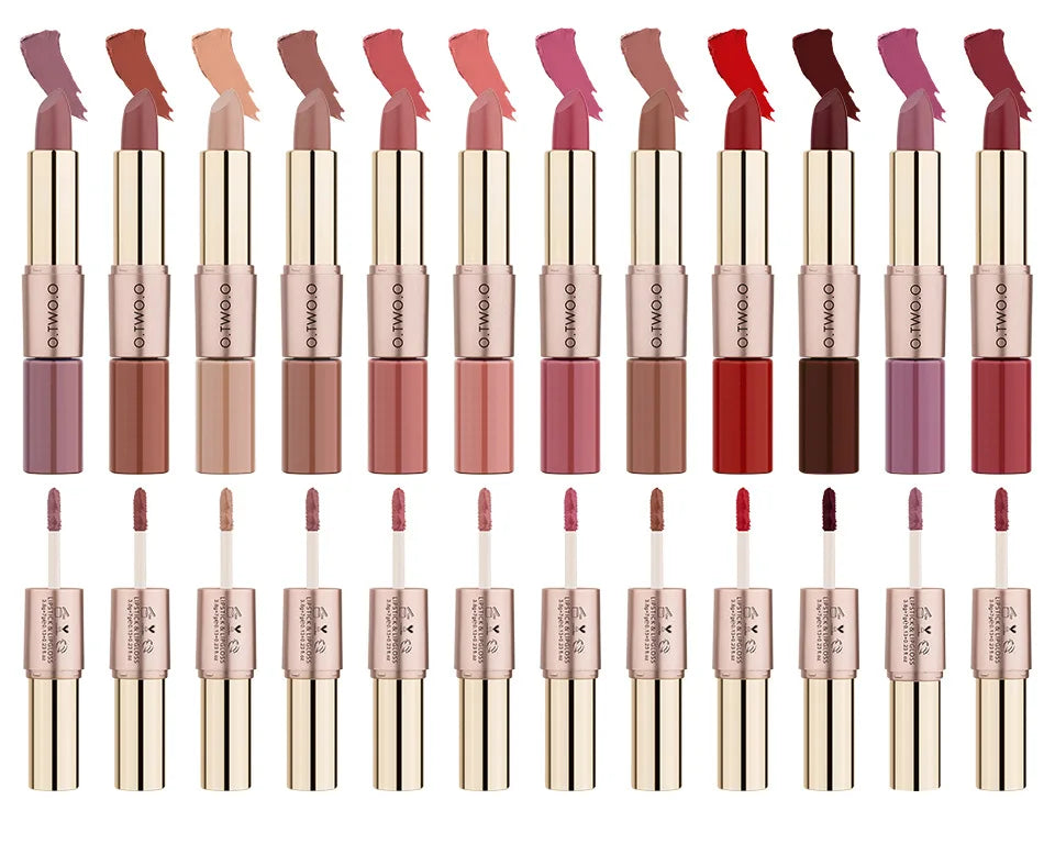 Batom 2 em 1 Matte e Gloss | 12 Cores para Todos os Looks