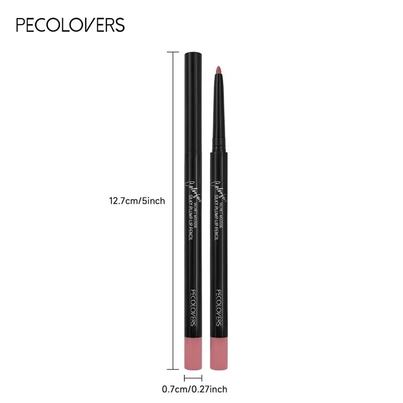 Lápis Delineador Labial Impermeável Mate 12 Cores - Contorno Vermelho Longa Duração Hidratante