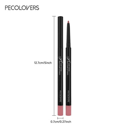 Lápis Delineador Labial Impermeável Mate 12 Cores - Contorno Vermelho Longa Duração Hidratante