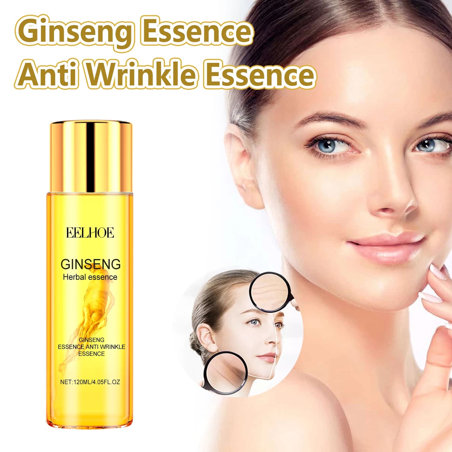 Sérum Anti-Rugas EELHOE Ginseng Polipeptídeo – Óleo Essencial Anti-Idade Firmeza Hidratante Suaviza Pele Reduz Linhas Finas