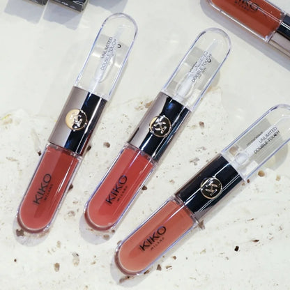 KIKO Batom Duplo com Brilho Labial Espelhado - Hidratante Longa Duração Acabamento Luxuoso