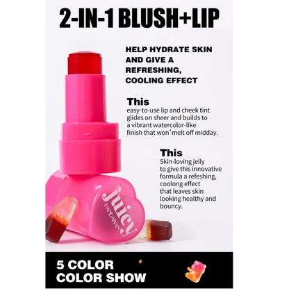 Blush Stick 2 em 1 Handaiyan | Tint Jelly para Lábios e Maçãs do Rosto