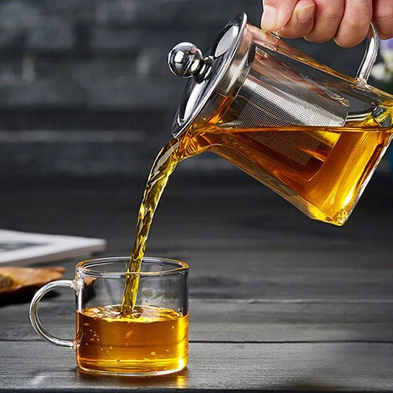 Bule de Vidro com Infusor Inox | Chaleira Elegante para Chá e Café