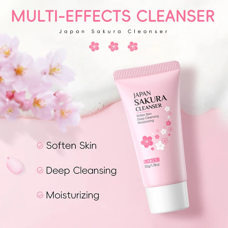 Gel Limpeza LAIKOU Sakura Japão 50g – Limpeza Profunda Controlo Oleosidade Hidratante Poros