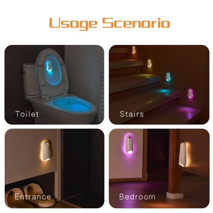 Luz LED para Sanita com Sensor de Movimento - 7 Cores RGB Recarregável | Iluminação WC