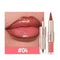 Lápis Labial 2 em 1 Delineador Mate – Gradiente Nude Castanho Gloss Espelho À Prova de Água Contorno Lábios