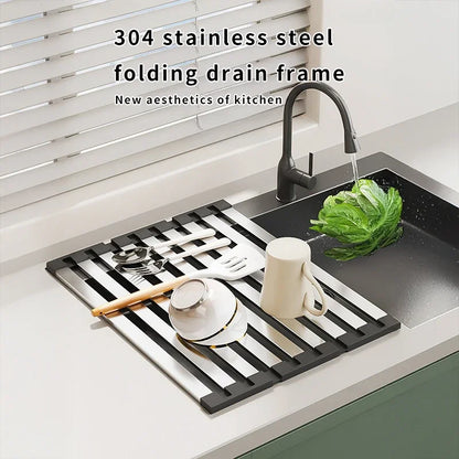 Escorredor Inox Retrátil Lava-Loiça 42x32,5cm – Cesto Organização Pratos e Pauzinhos | Inox 304