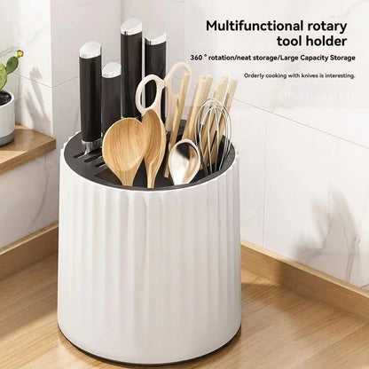 Porta-Facas Rotativo Multifuncional – Suporte Talheres, Pauzinhos e Utensílios | Cozinha