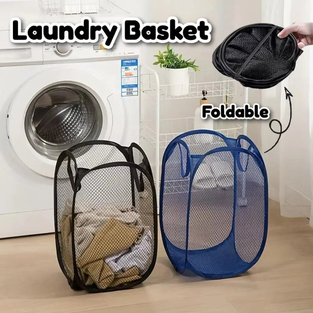 Cesto de Roupa Suja Dobrável em Malha | Grande Capacidade e Respirável para Lavandaria