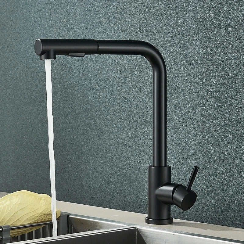 Torneira Cozinha Preta 360° Aço Inoxidável - Design Moderno com Rotação Completa