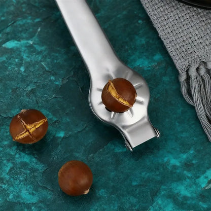 Abridor de Castanhas 2 em 1 | Aço Inox Multifuncional para Cozinha