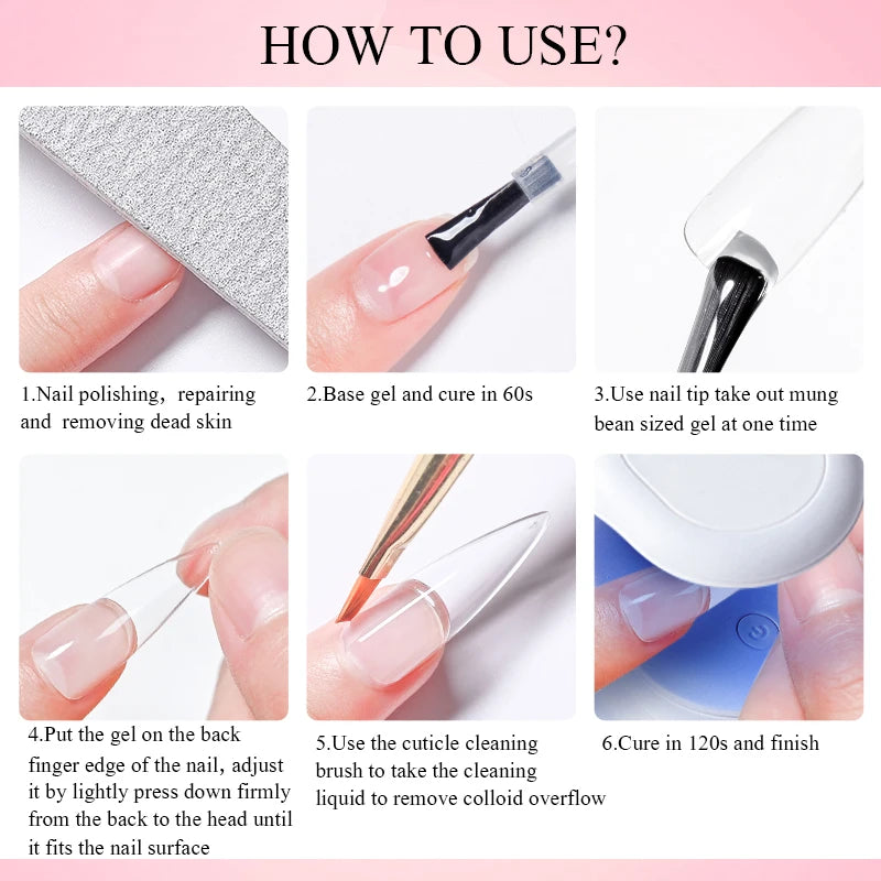 Gel 3-em-1 para Tips Transparente UV/LED - Extensão Unhas com Adesão Forte