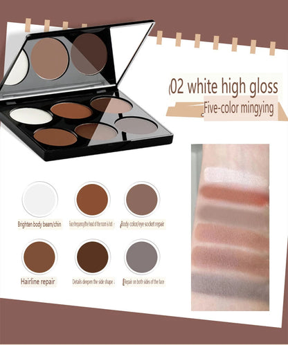 Paleta Contorno 6 Cores - Iluminador e Sombra Nariz Acabamento Matte Profissional Escultura Facial