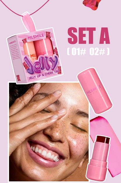 Kit 2 Blush Stick Jelly 2 em 1 Lábios e Rosto – Hidratante Longa Duração | MLSMILE
